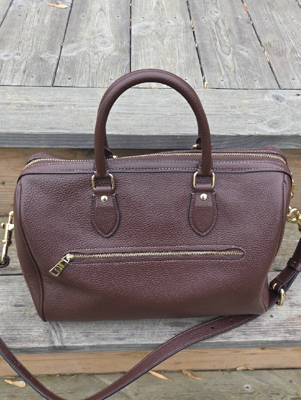COACH Rowan Satchel in Chocolate Brown with Gold Hardware - Picture 2 of 15